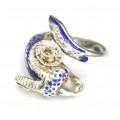 spectaculos inel " Aries ". champleve cobalt blue. Danemarca post-1950